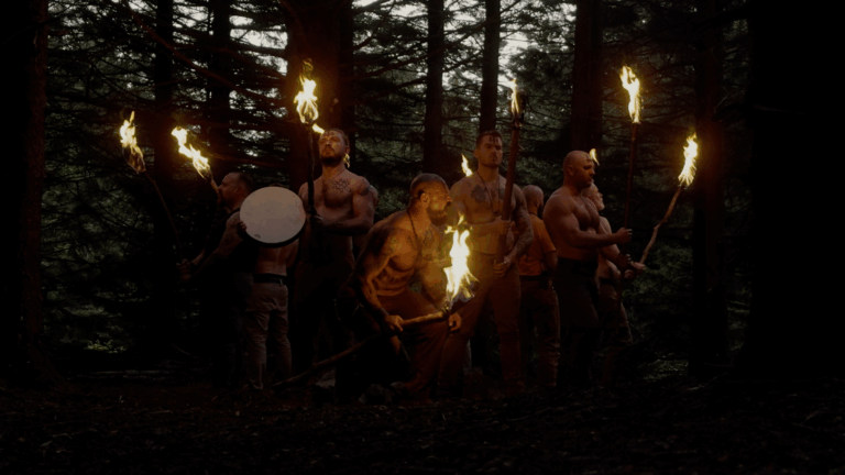 The Order of Fire's First Men performing a fire ritual in West Virginia