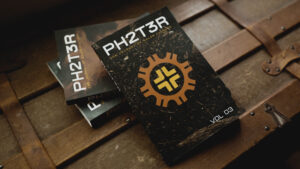 PH2T3R books - all three volumes photographed on an antique trunk